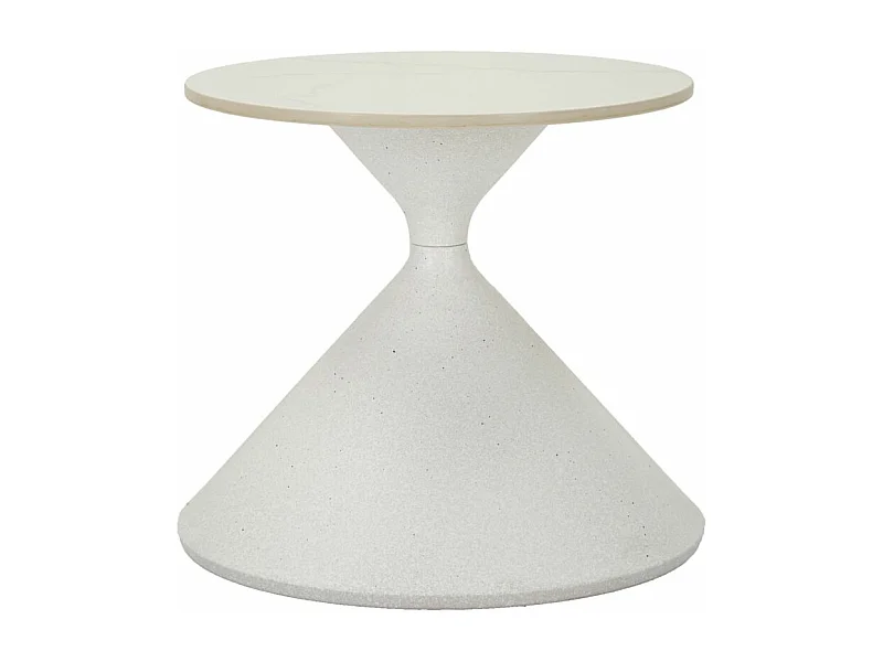 Table d'Appoint Effet Marbre "Alba" 45cm Blanc