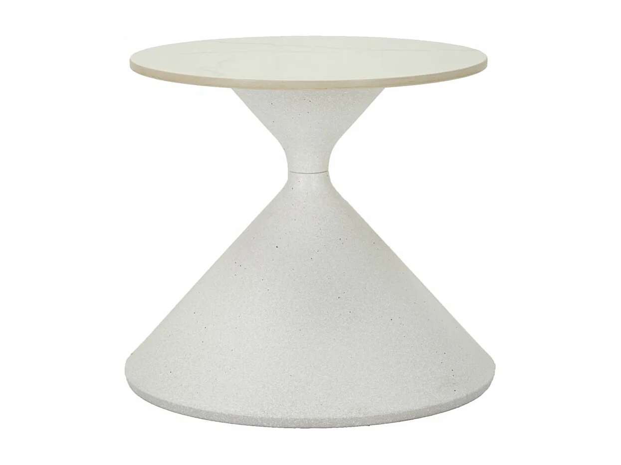 Table d'Appoint Effet Marbre "Alba" 45cm Blanc