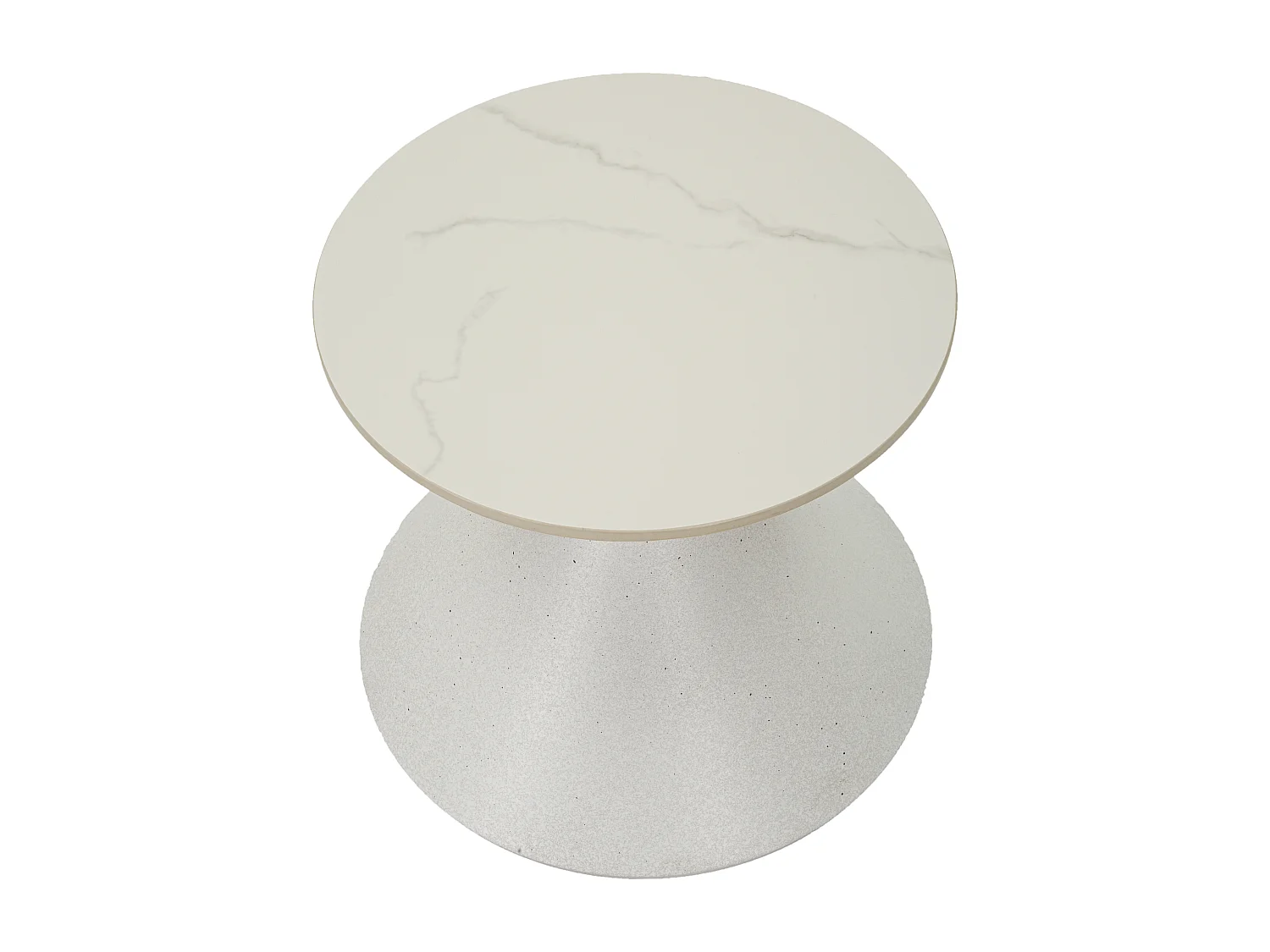 Table d'Appoint Effet Marbre "Alba" 45cm Blanc