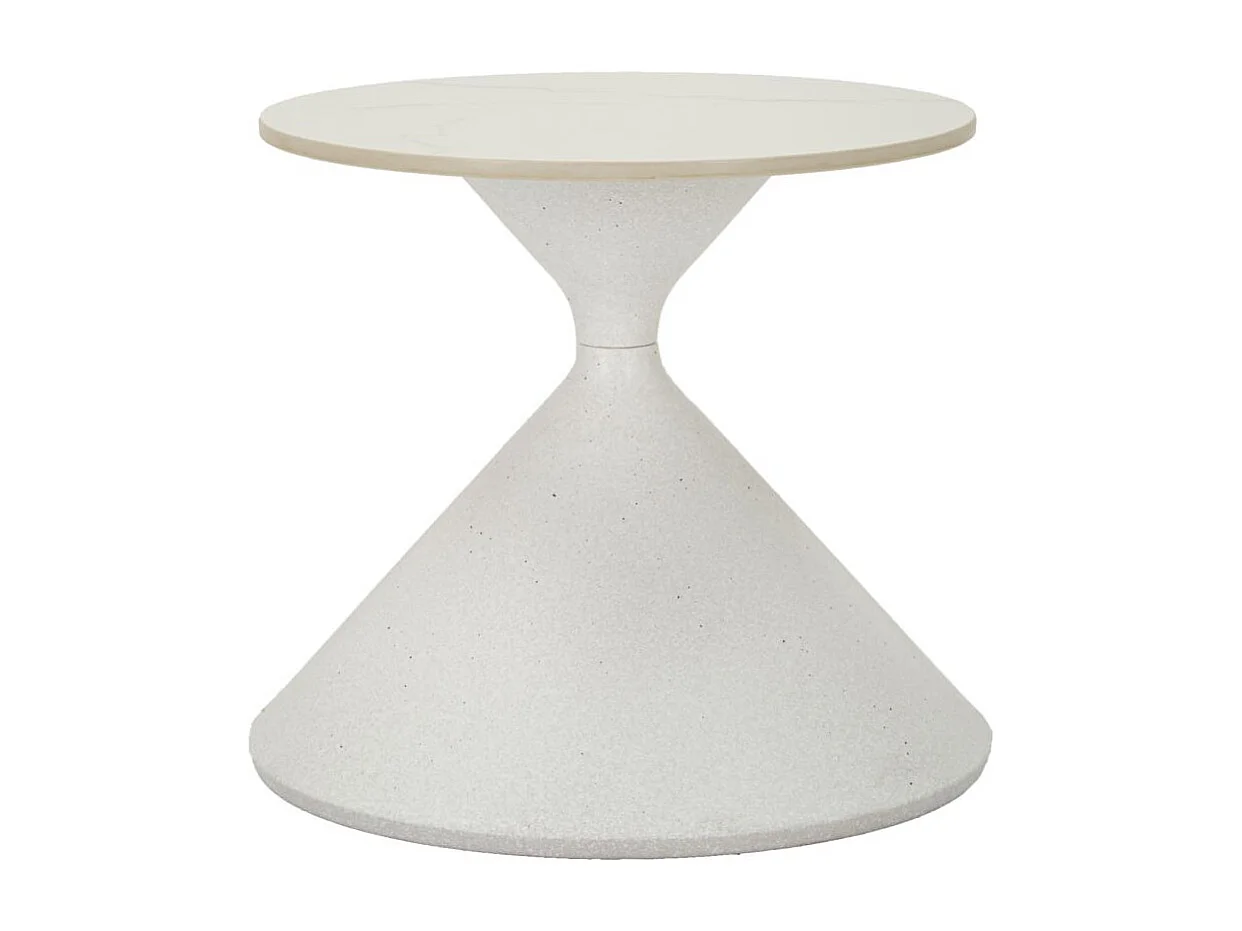 Table d'Appoint Effet Marbre "Alba" 45cm Blanc