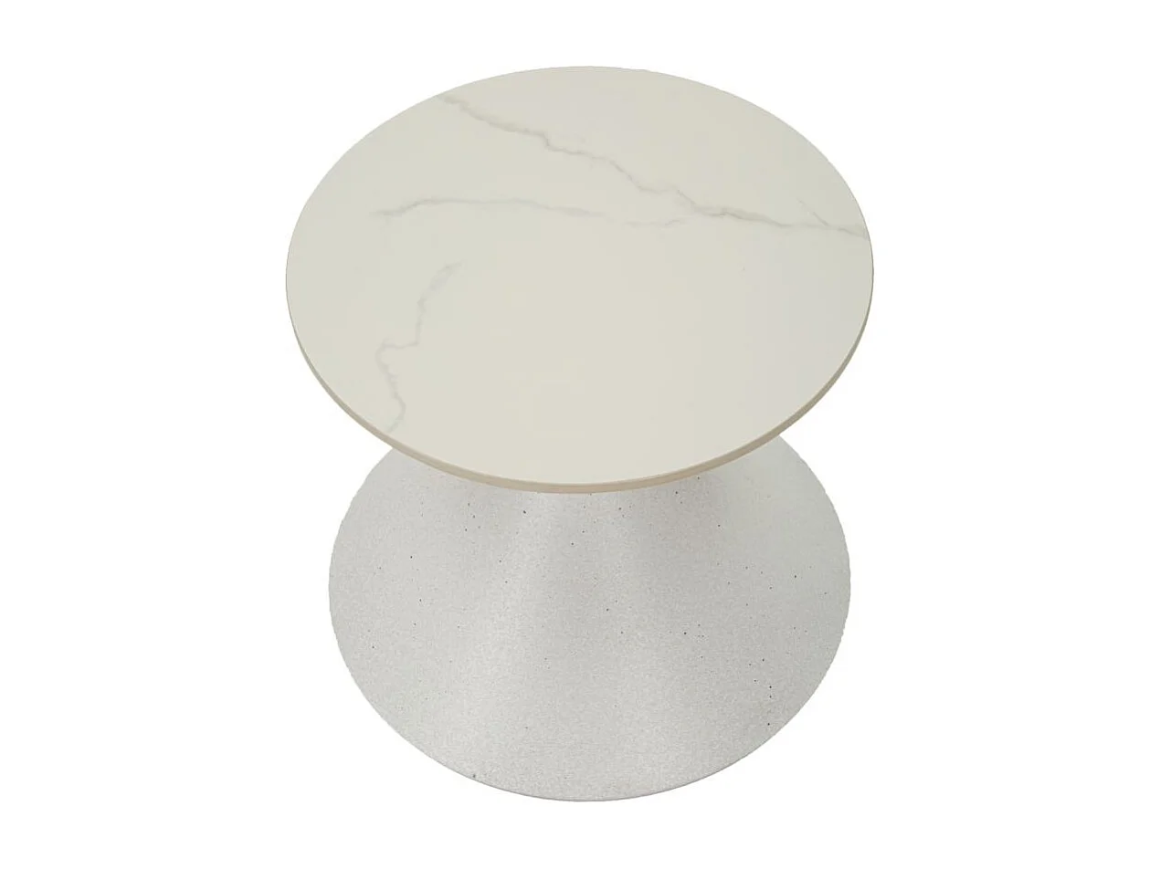 Table d'Appoint Effet Marbre "Alba" 45cm Blanc