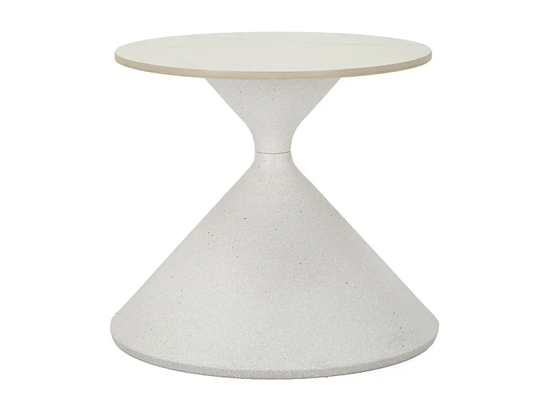 Table d'Appoint Effet Marbre "Alba" 45cm Blanc