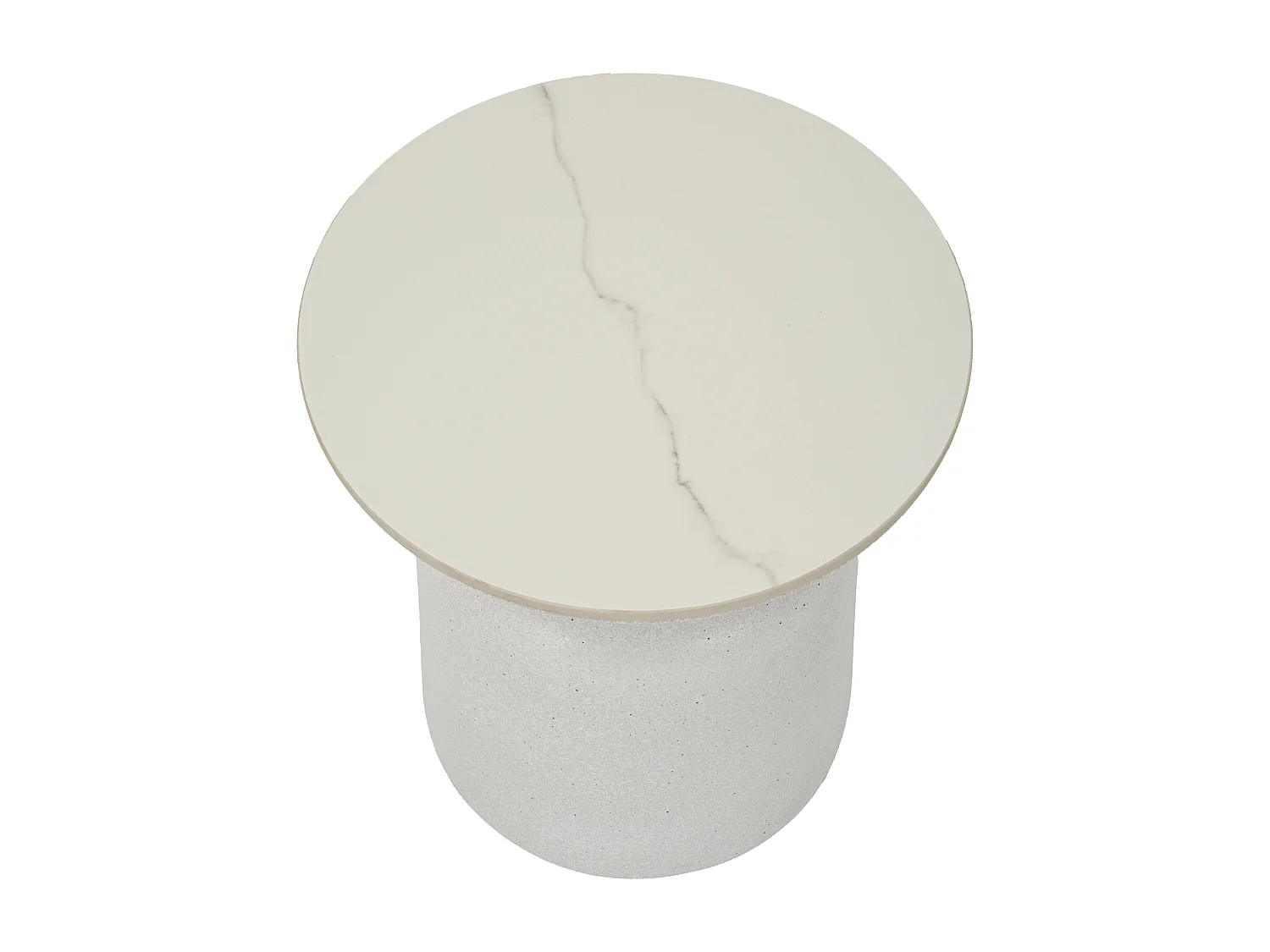 Table d'Appoint Effet Marbre "Aria" 47cm Blanc