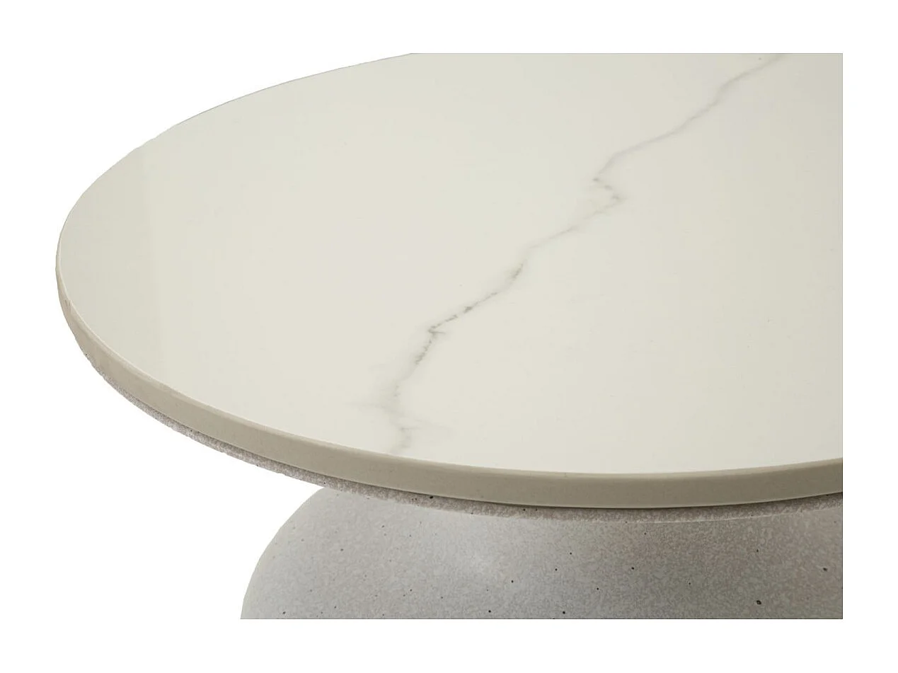 Table d'Appoint Effet Marbre "Aria" 47cm Blanc