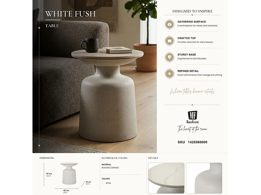 Witte metalen salontafel Ø 40x47 cm