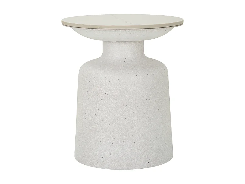 Table d'Appoint Effet Marbre "Aria" 47cm Blanc
