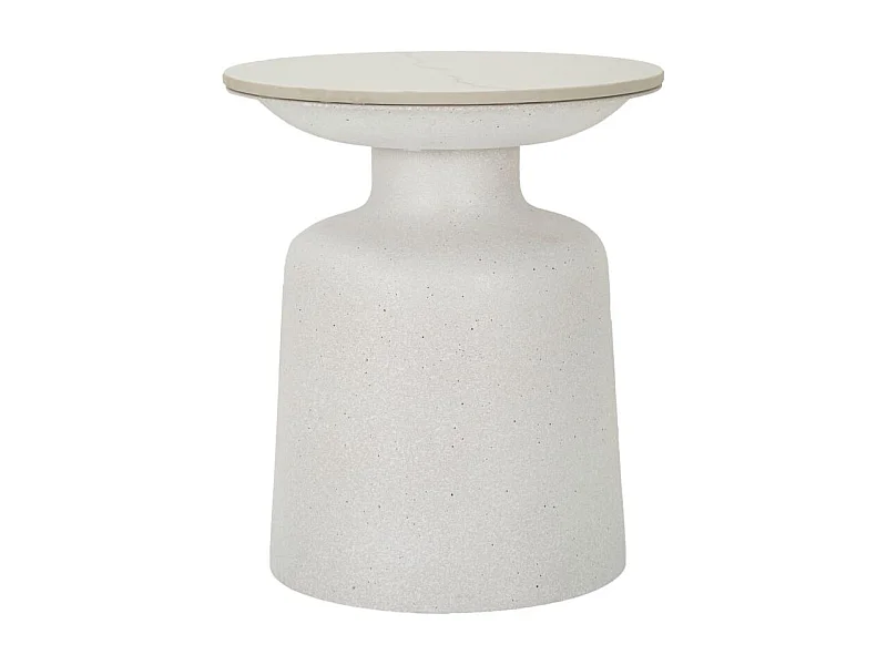 Table d'Appoint Effet Marbre "Aria" 47cm Blanc