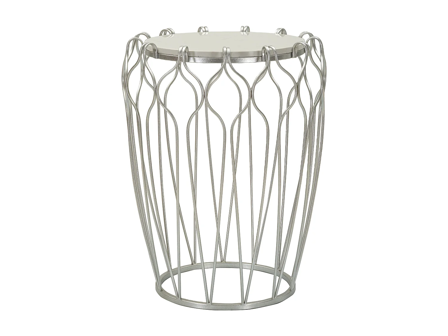 Tavolinetto in metallo argentato cm Ø 47,5x61,5