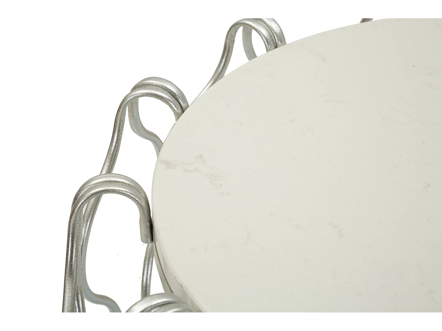 Tavolinetto in metallo argentato cm Ø 47,5x61,5