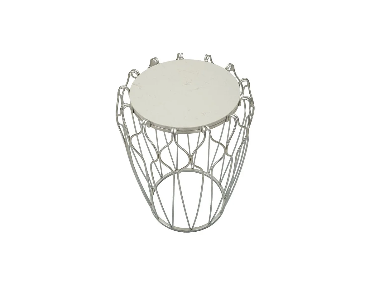 Table d'Appoint en Marbre "Hook" 61cm Argent