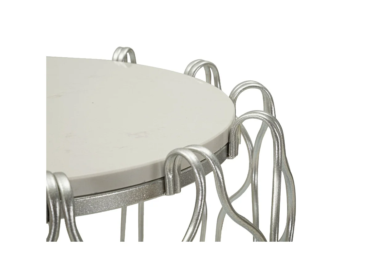 Table d'Appoint en Marbre "Hook" 61cm Argent