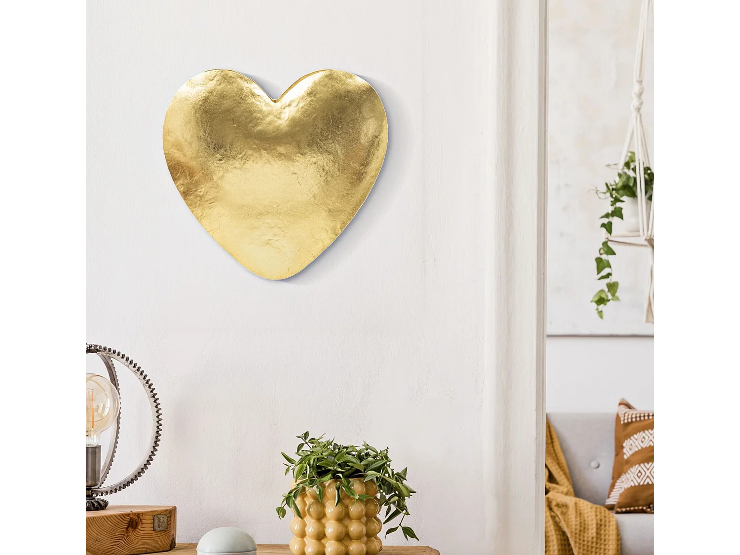 Applique Murale en Métal "Goldy Heart" 25cm Or