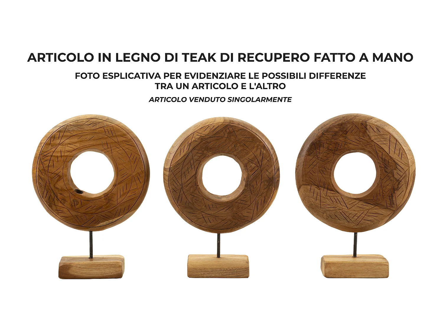 Objet Déco Rond en Teck "Dorat" 38cm Naturel