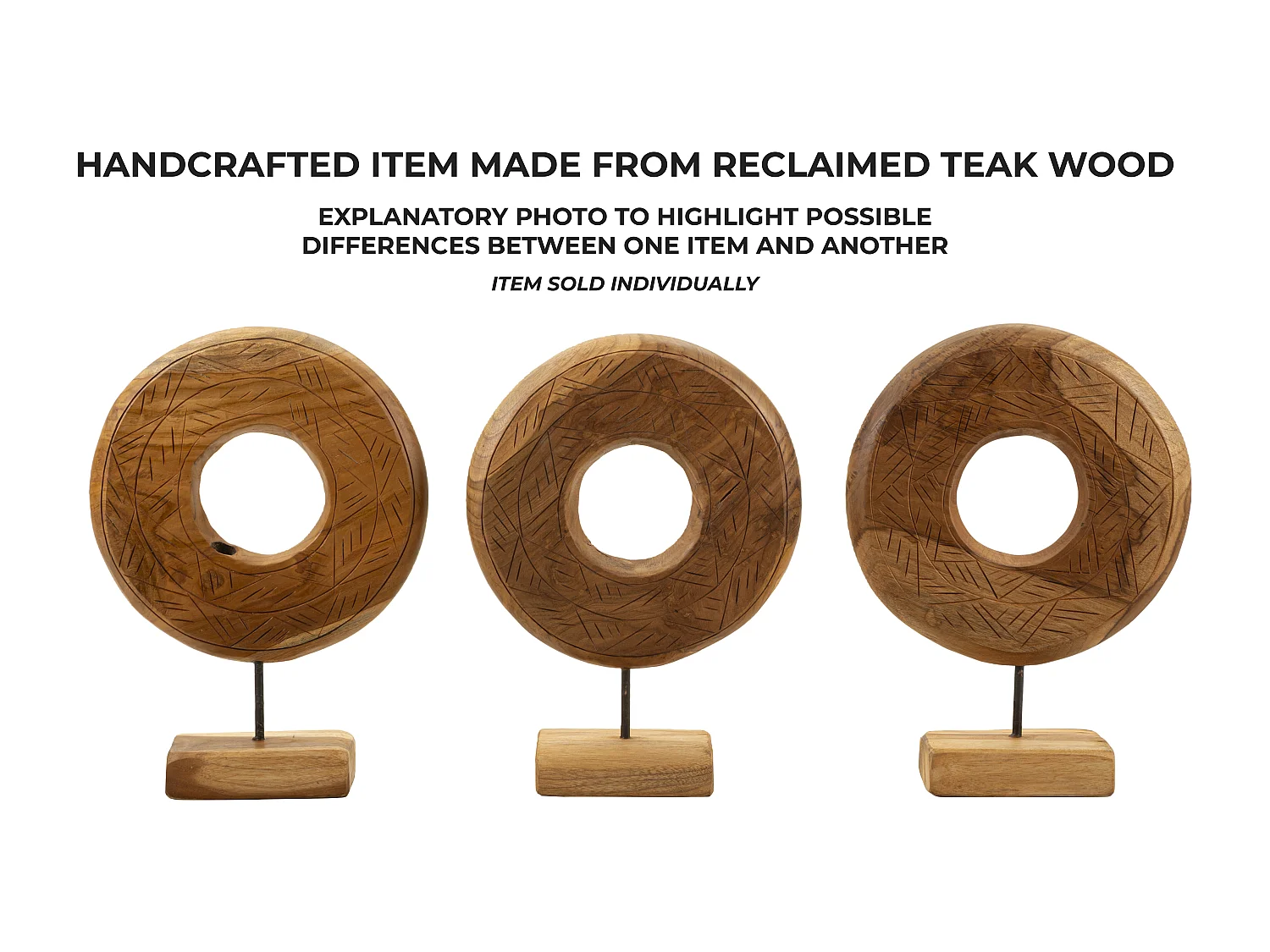 Objet Déco Rond en Teck "Dorat" 38cm Naturel