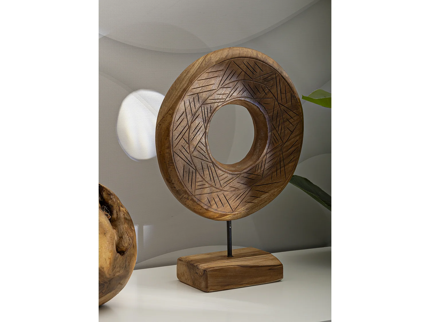 Objet Déco Rond en Teck "Dorat" 38cm Naturel