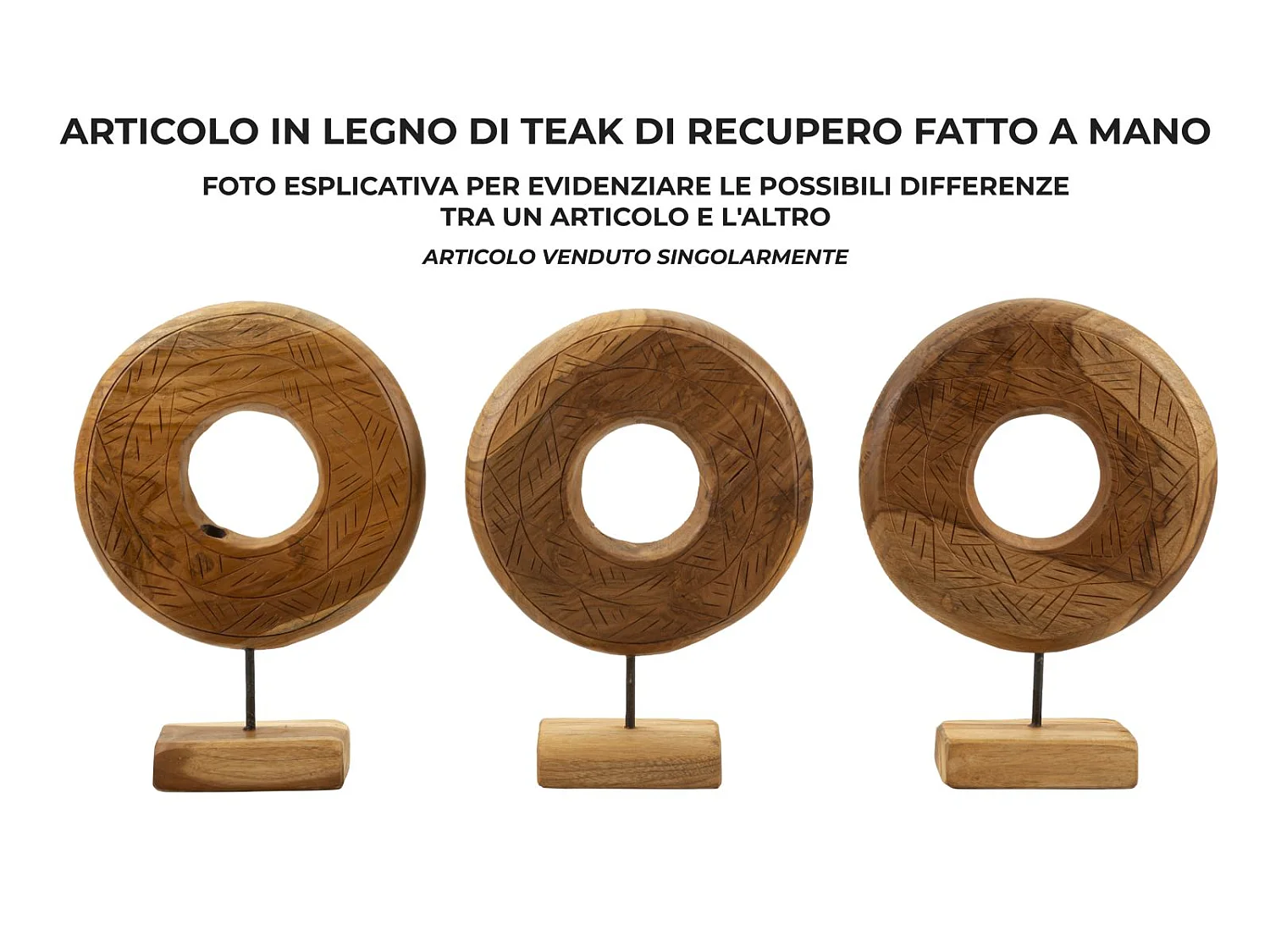 Objet Déco Rond en Teck "Dorat" 38cm Naturel