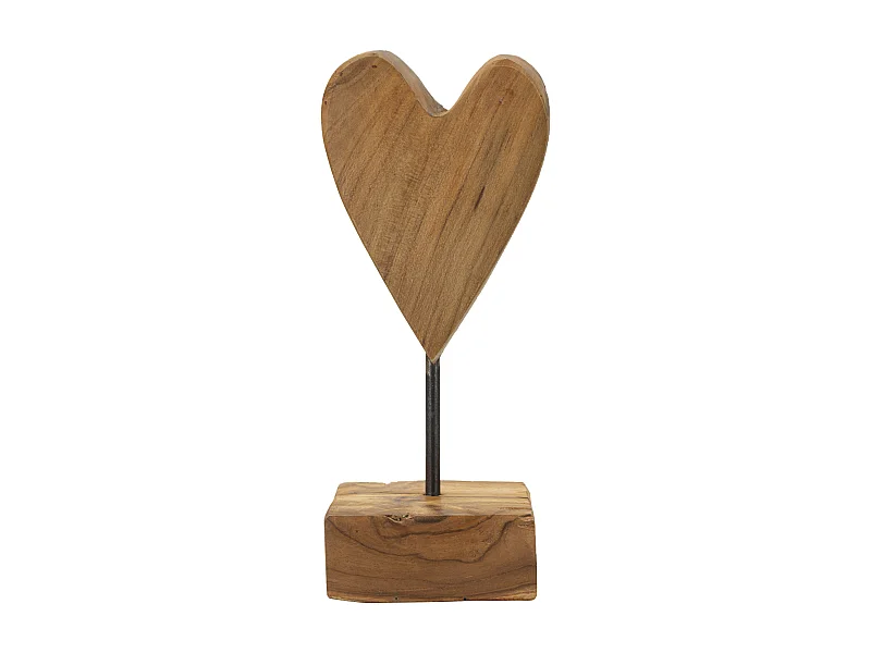 Objet Déco en Teck "Cœur" 25cm Naturel