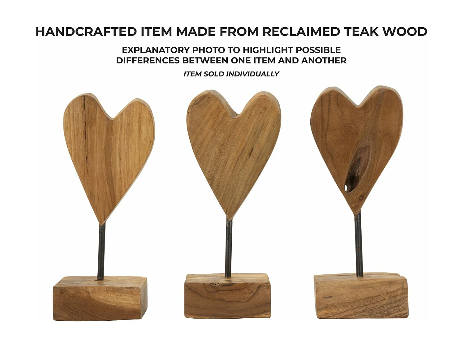 Objet Déco en Teck "Cœur" 25cm Naturel