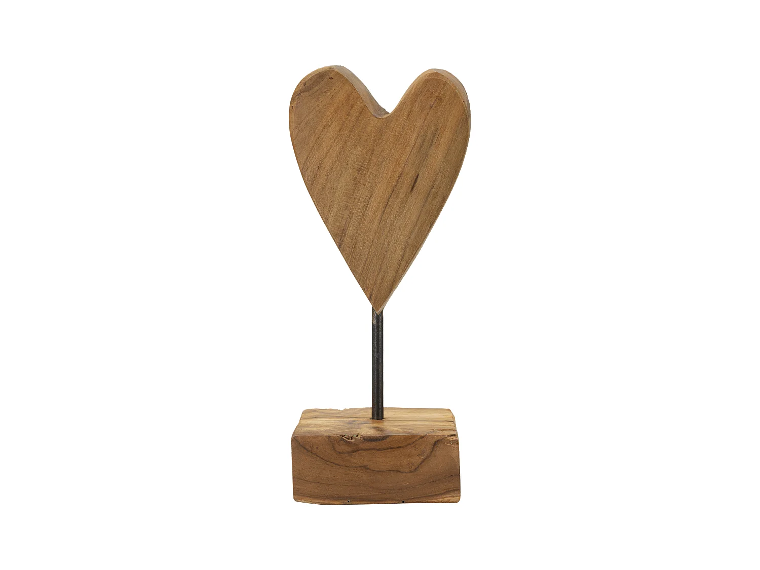 Sculpture en forme de cœur en teck recyclé - Élégance rustique et intimité renouvelée