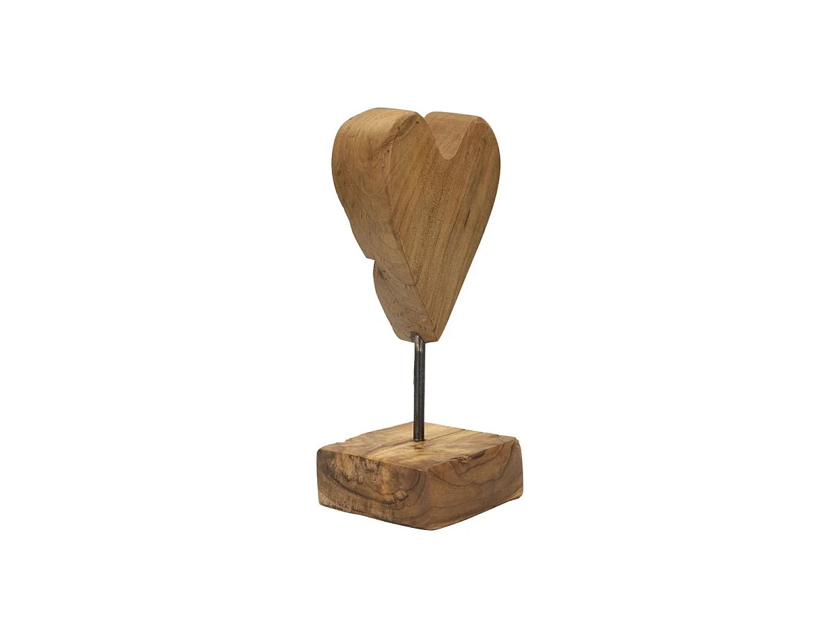 Objet Déco en Teck "Cœur" 25cm Naturel
