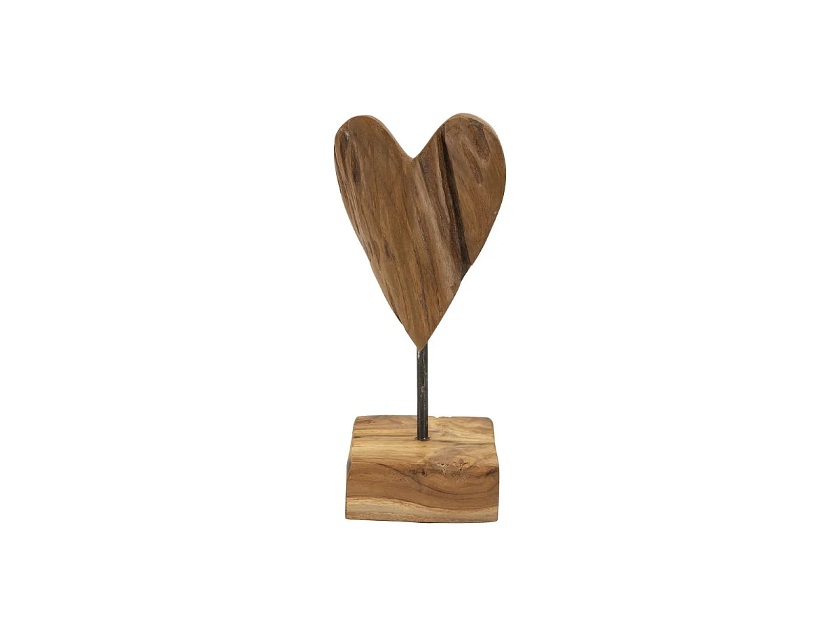 Objet Déco en Teck "Cœur" 25cm Naturel