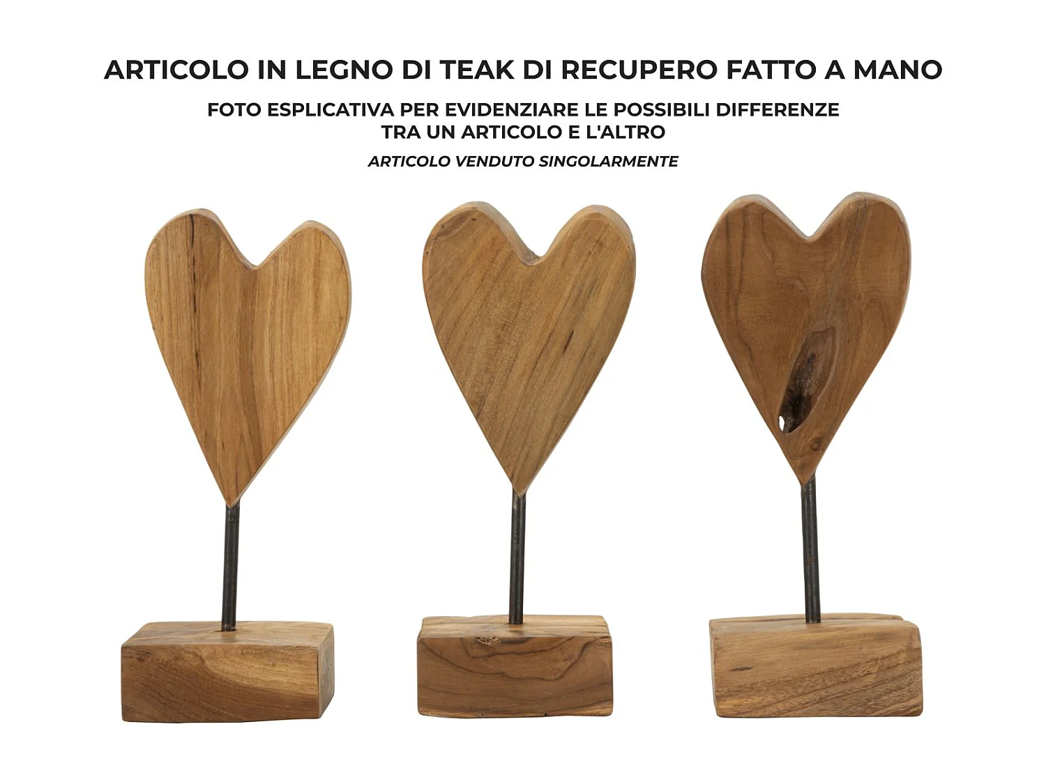 Objet Déco en Teck "Cœur" 25cm Naturel