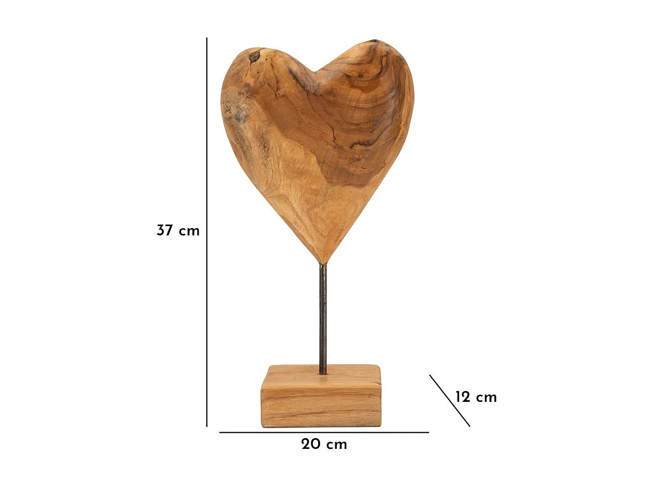 Objet Déco en Teck "Cœur" 37cm Naturel