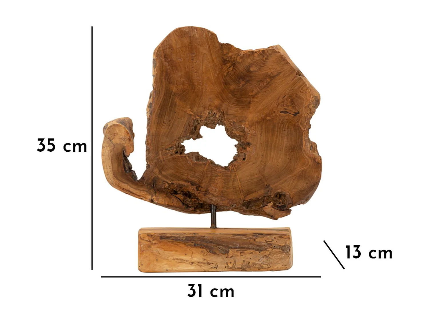 Objet Déco en Teck "Bintang" 35cm Naturel