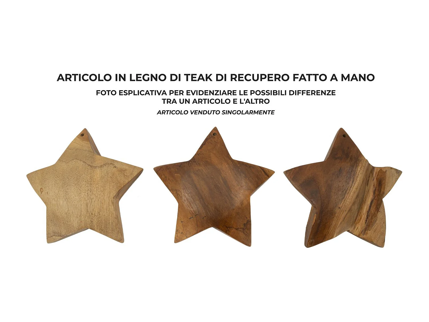Étoile Déco en Teck "Bintang" 19cm Naturel