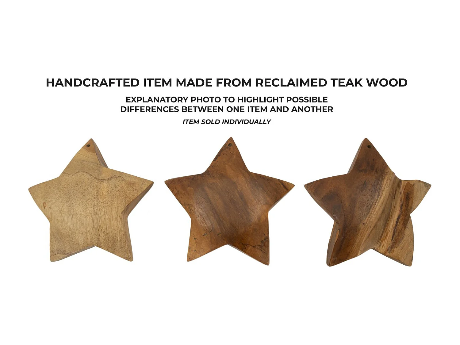 Étoile Déco en Teck "Bintang" 19cm Naturel