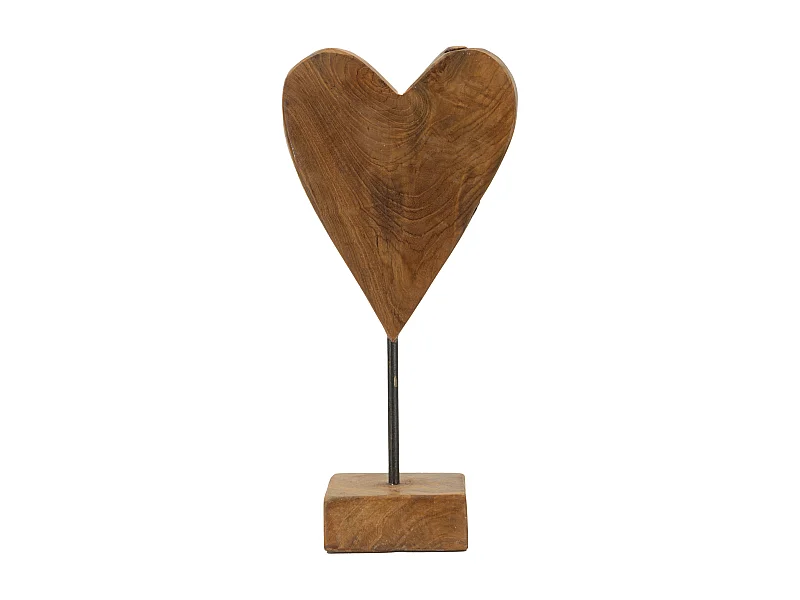 Objet Déco en Teck "Cœur" 35cm Naturel
