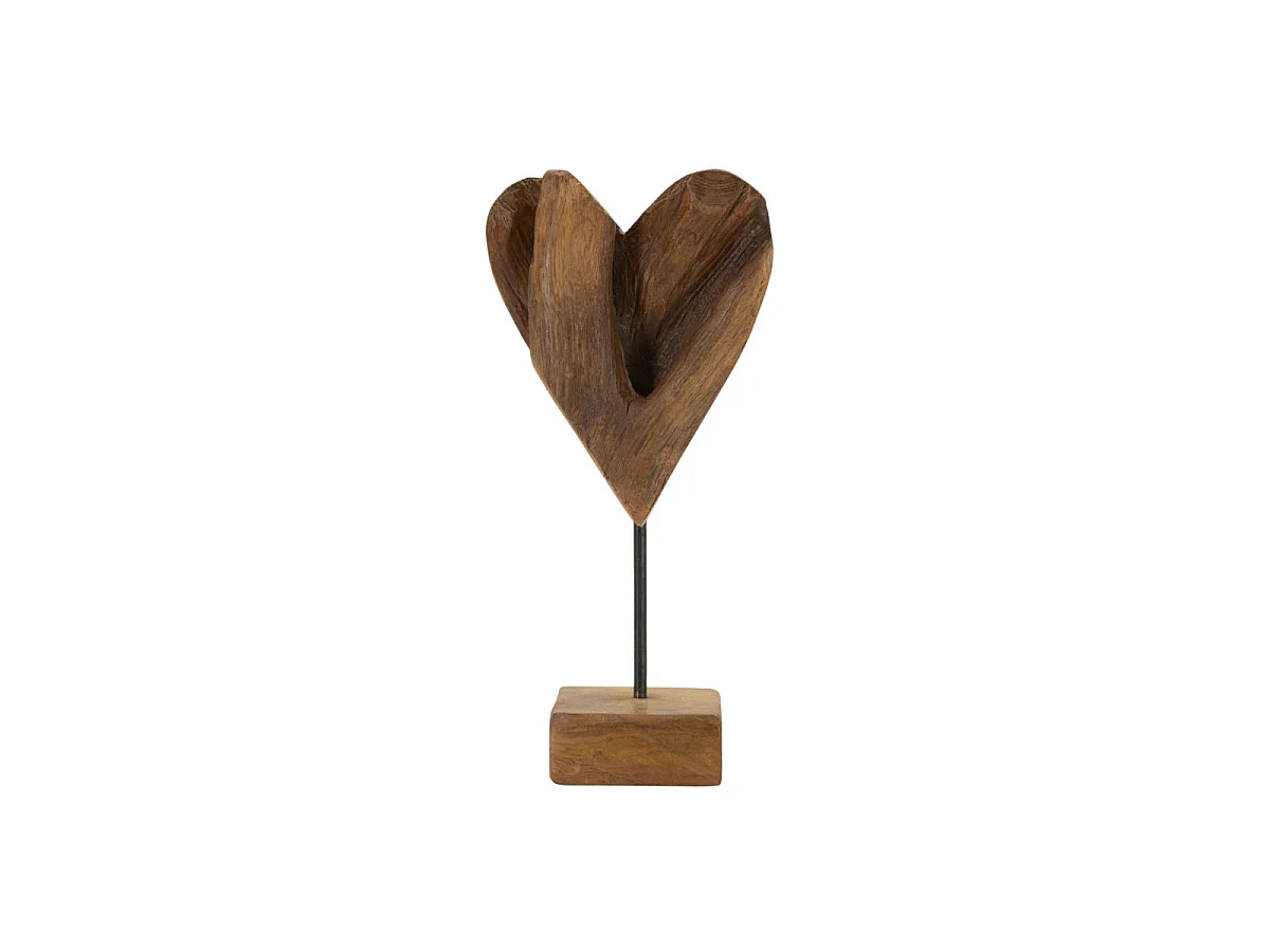 Objet Déco en Teck "Cœur" 35cm Naturel