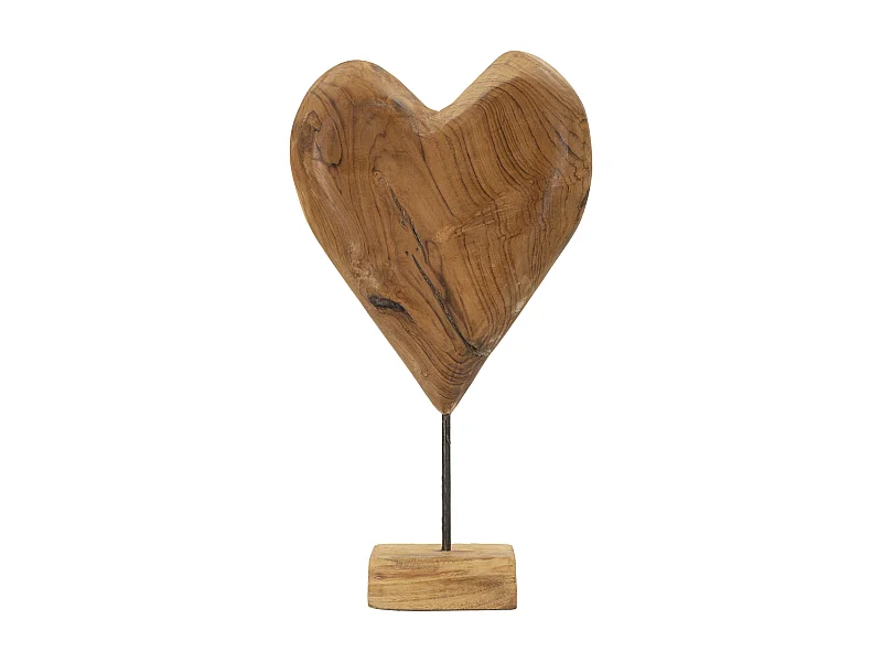 Objet Déco en Teck "Cœur" 45cm Naturel