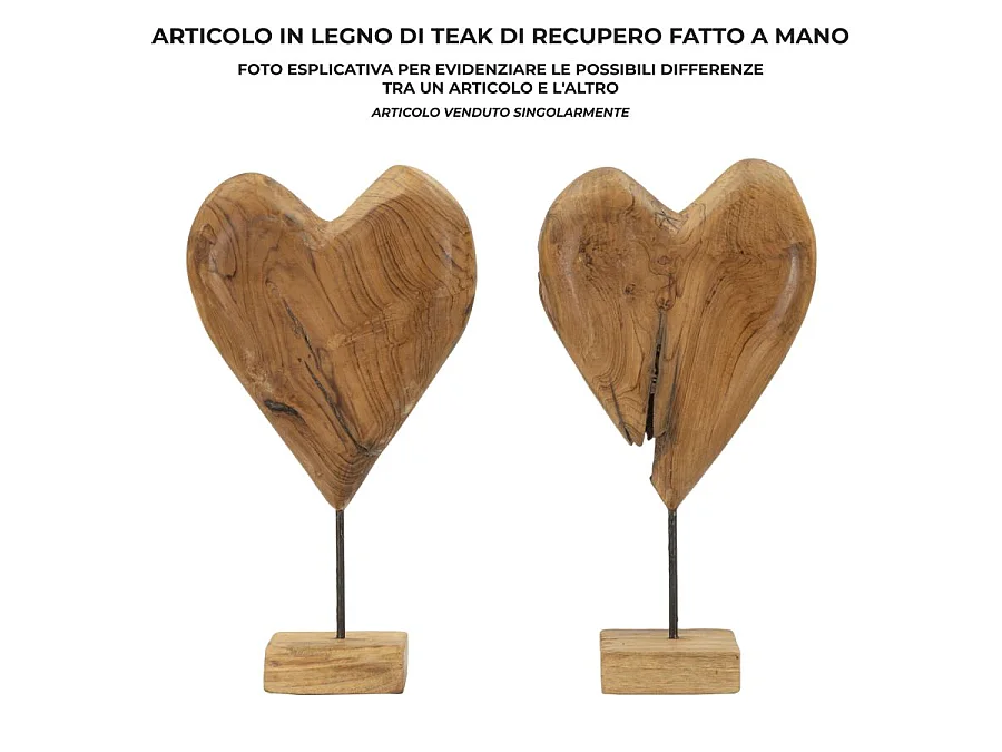Objet Déco en Teck "Cœur" 45cm Naturel