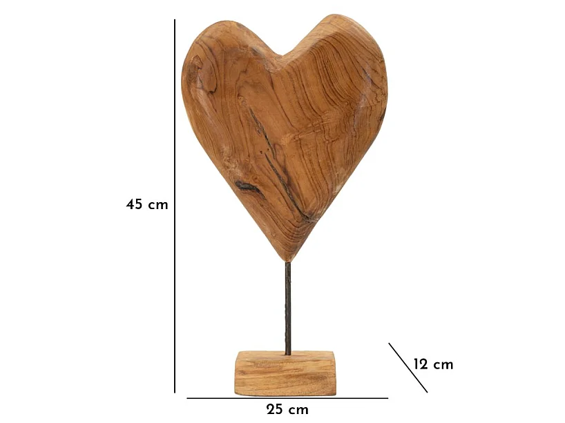 Objet Déco en Teck "Cœur" 45cm Naturel