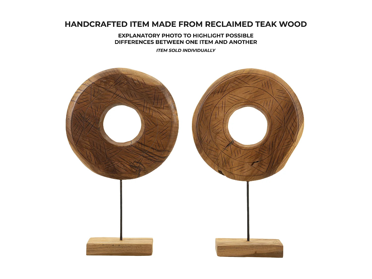 Objet Déco Rond en Teck "Dorat" 58cm Naturel