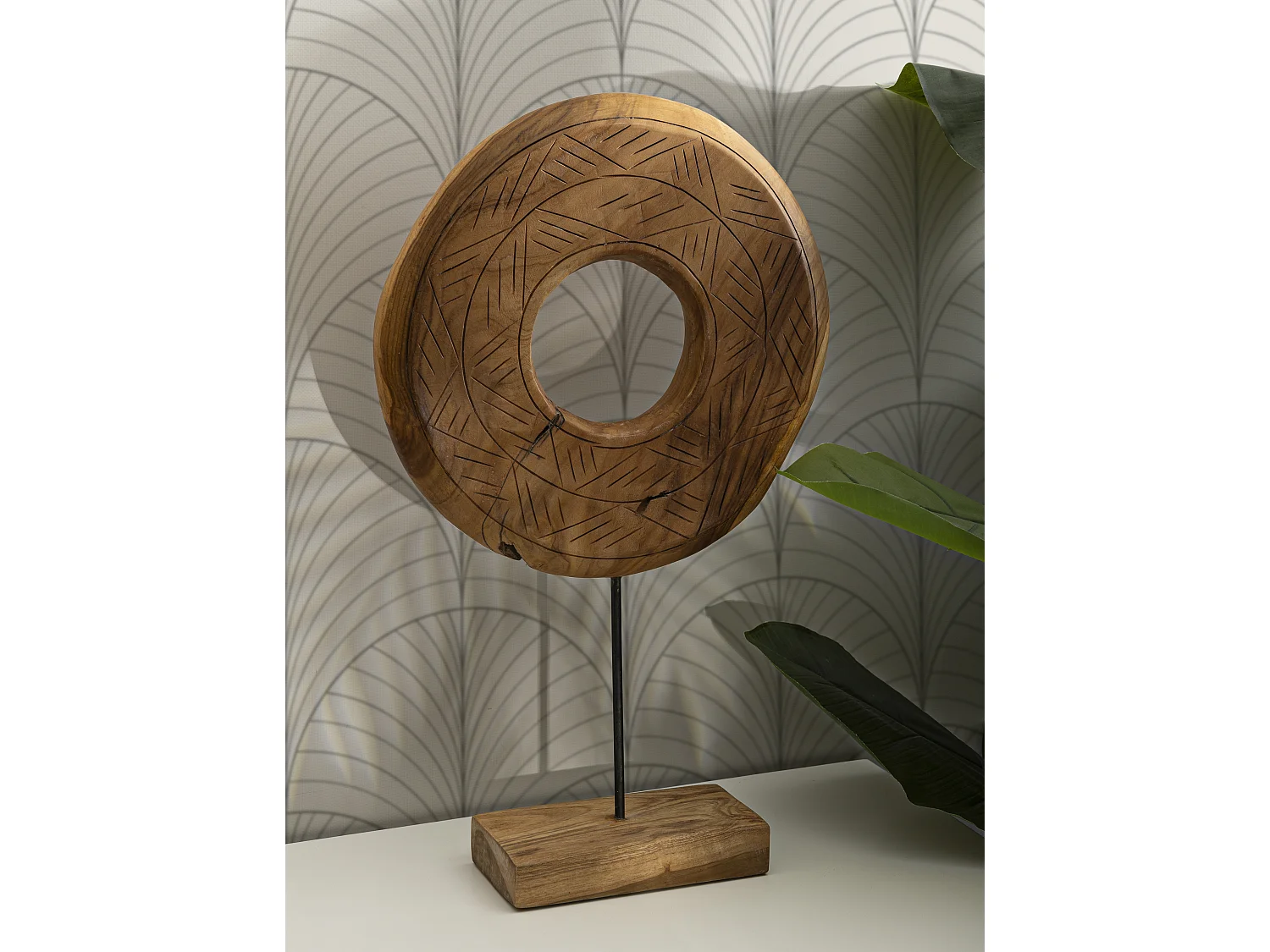 Objet Déco Rond en Teck "Dorat" 58cm Naturel