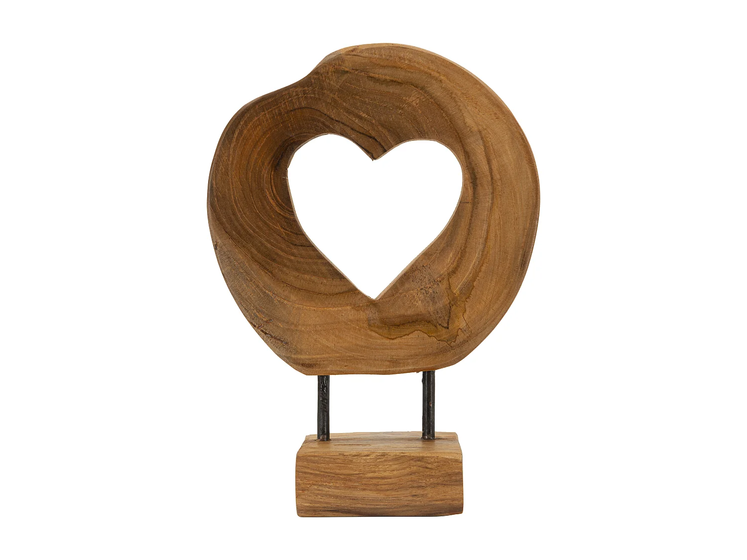 Objet Déco Cœur en Teck "Hasi" 28cm Naturel