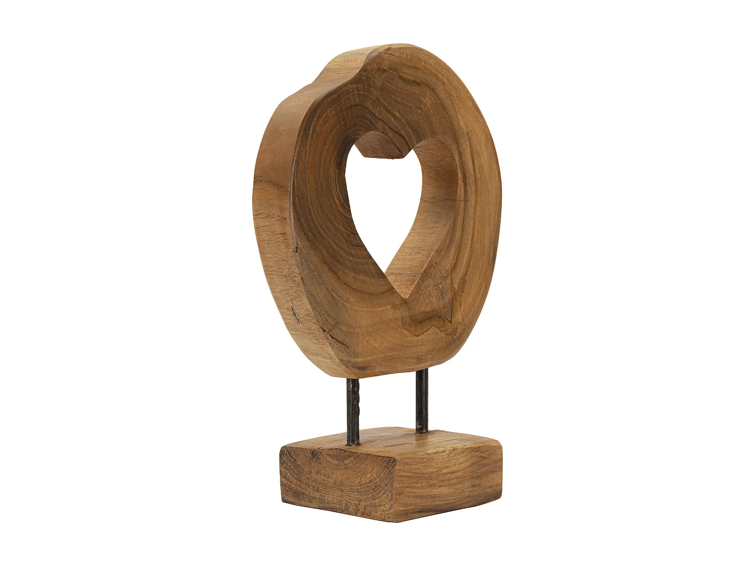 Objet Déco Cœur en Teck "Hasi" 28cm Naturel