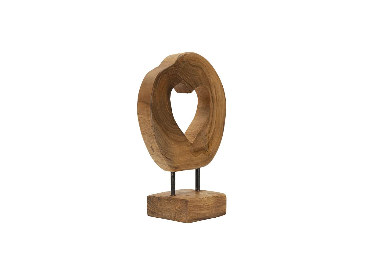 Objet Déco Cœur en Teck "Hasi" 28cm Naturel