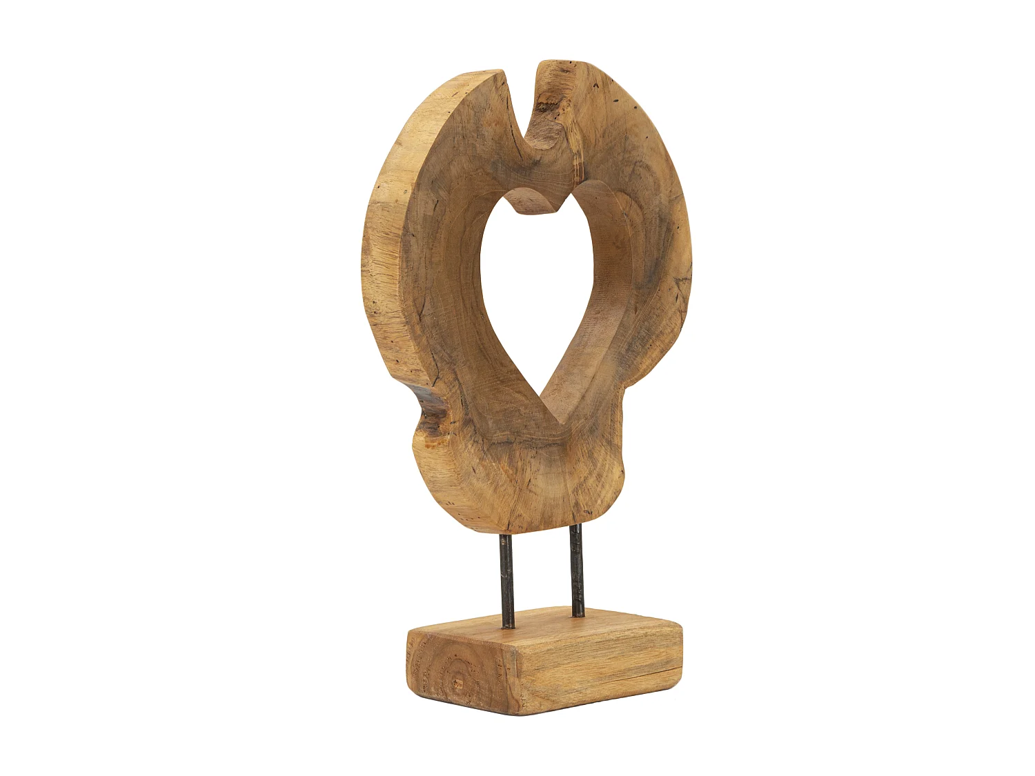 Objet Déco Cœur en Teck "Hasi" 38cm Naturel