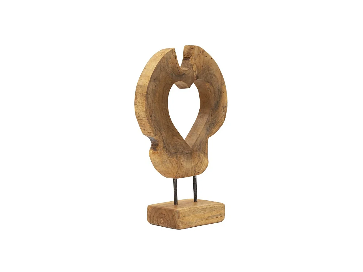 Objet Déco Cœur en Teck "Hasi" 38cm Naturel