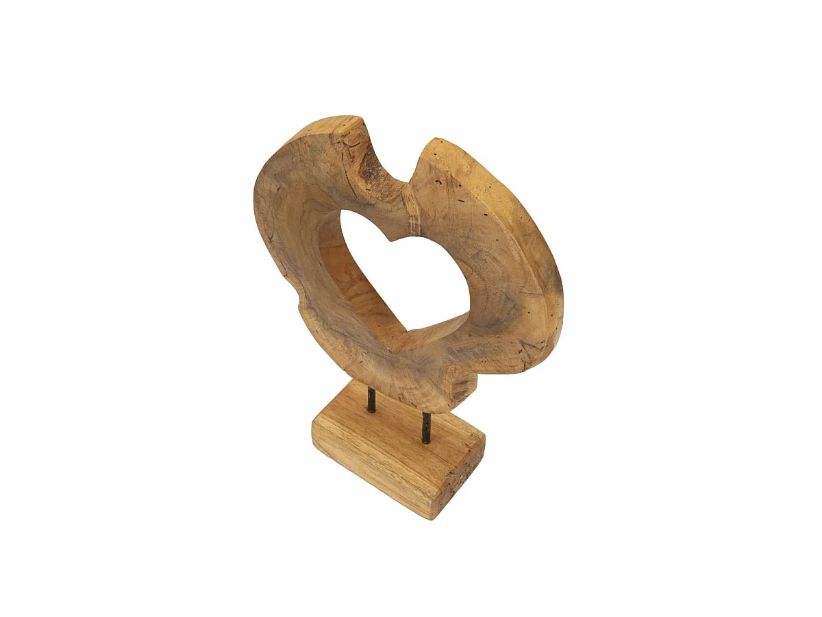 Objet Déco Cœur en Teck "Hasi" 38cm Naturel