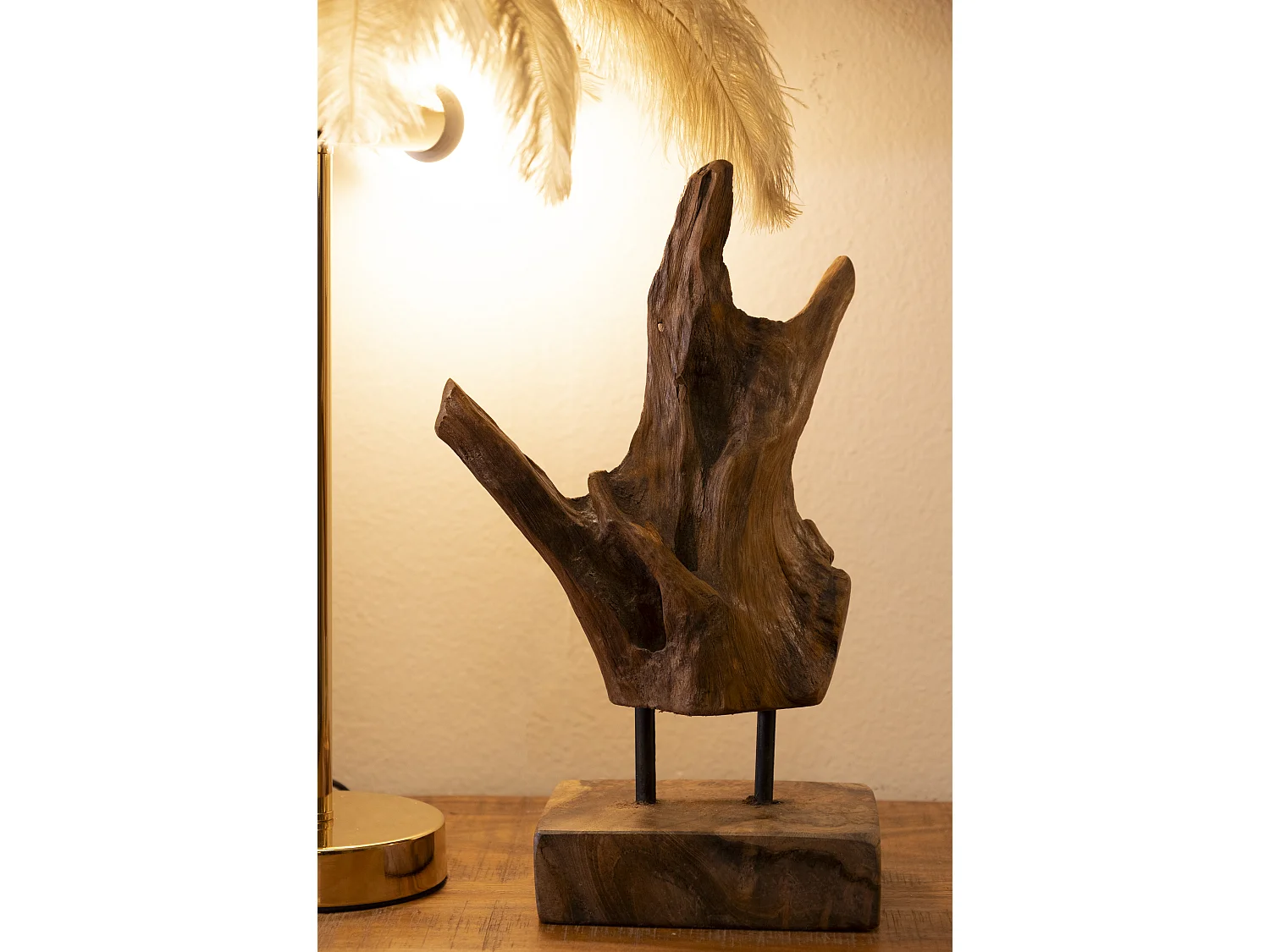 Objet Déco Tronc d'Arbre en Teck "Akars" 34cm Naturel