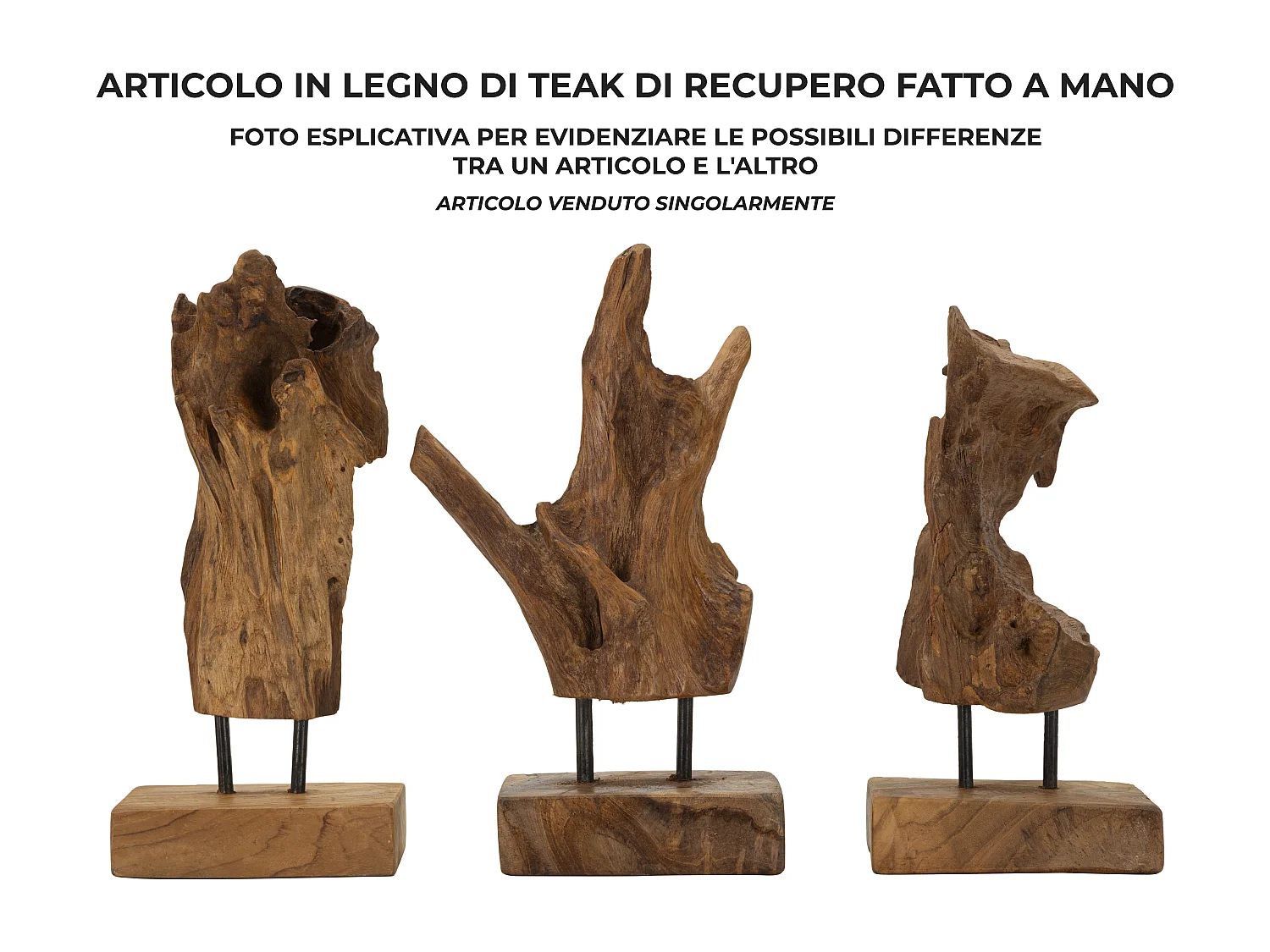 Objet Déco Tronc d'Arbre en Teck "Akars" 34cm Naturel