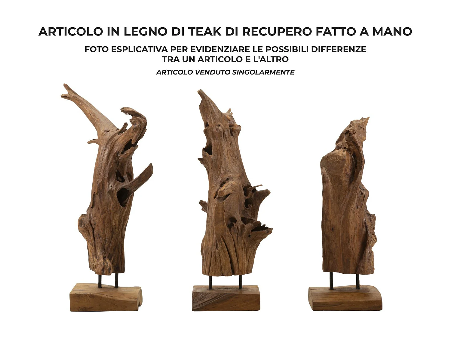 Objet Déco Tronc d'Arbre en Teck "Akars" 64cm Naturel