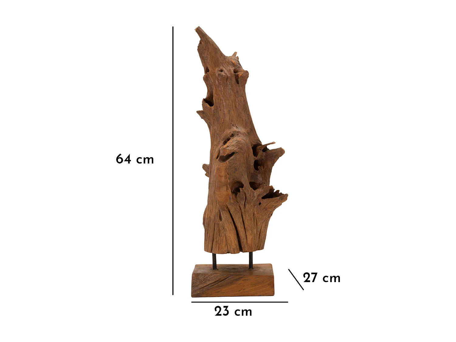 Objet Déco Tronc d'Arbre en Teck "Akars" 64cm Naturel