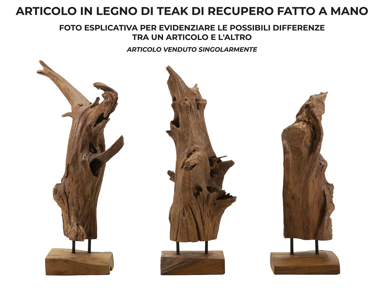 Scultura in legno marrone cm 23x27x64