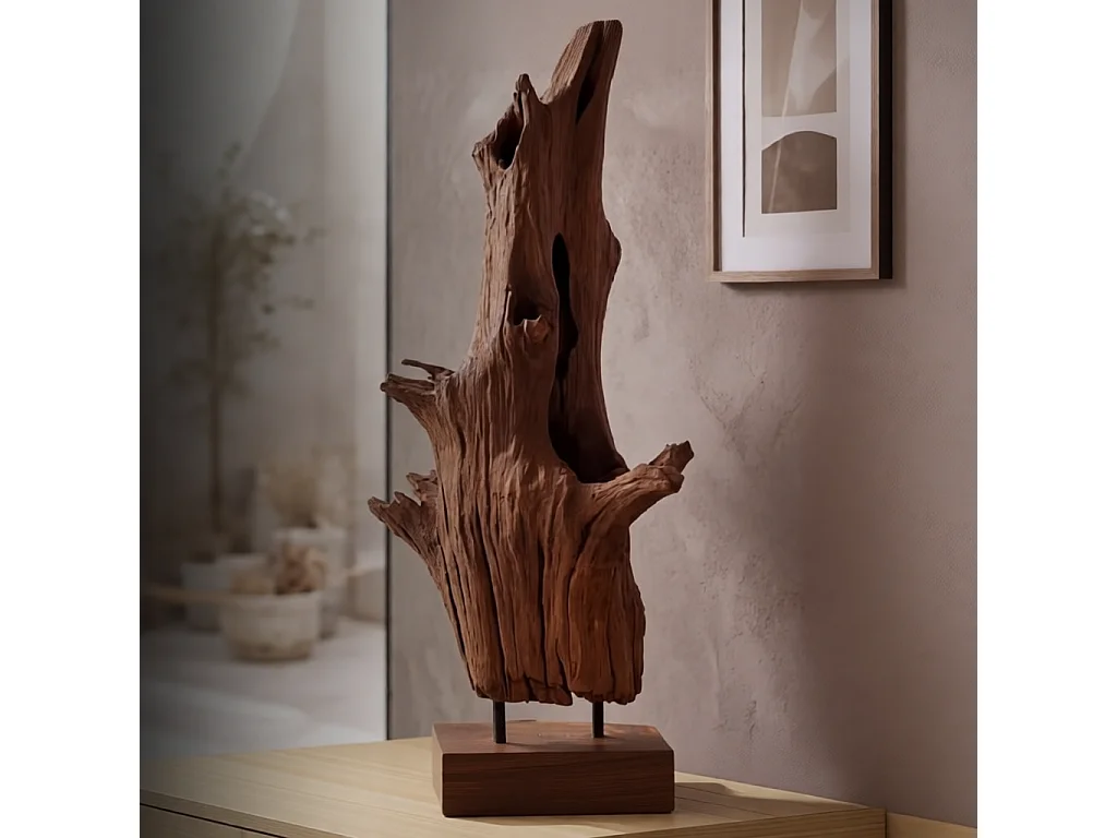 Scultura in legno marrone cm 23x27x64