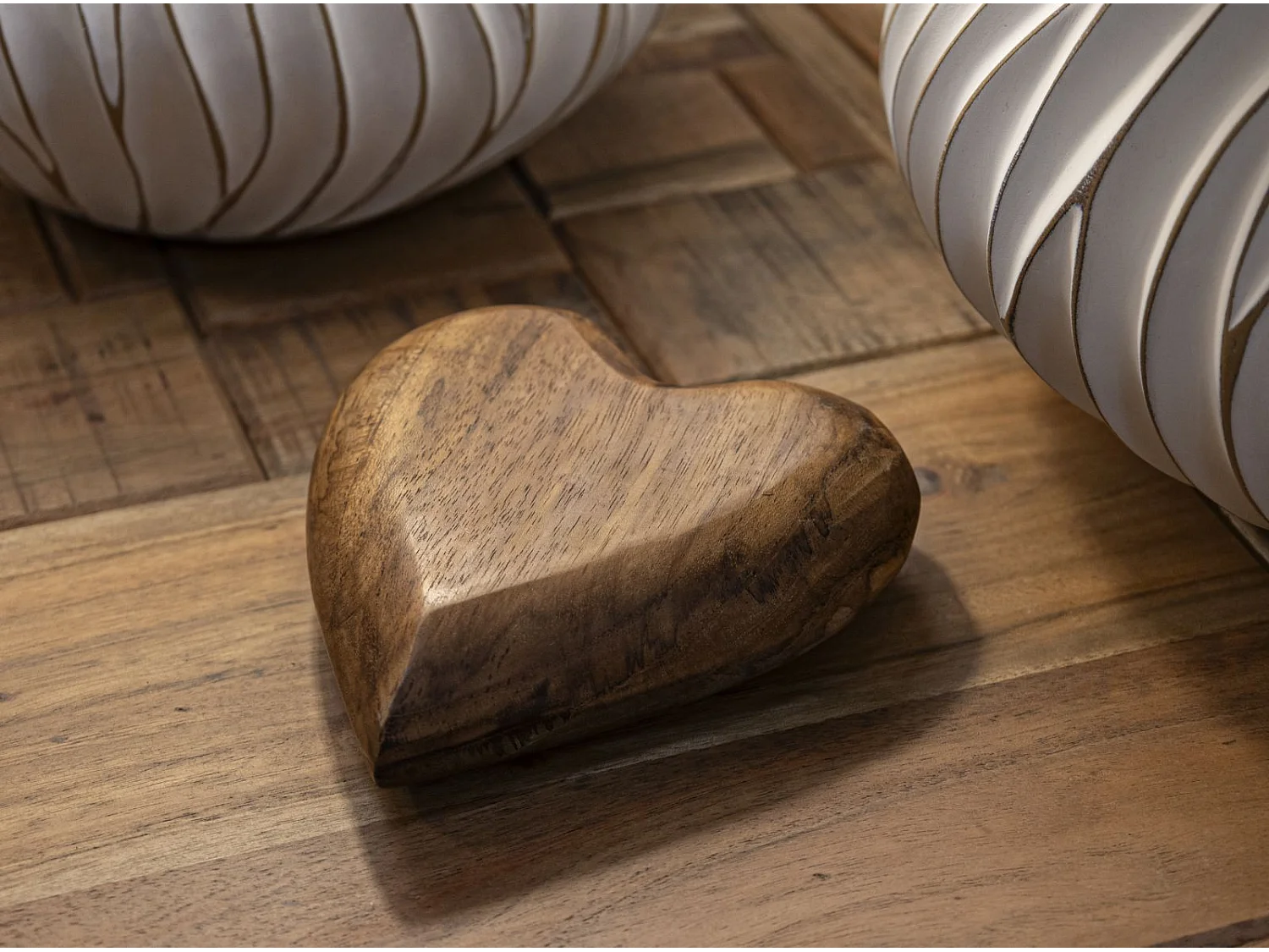 Cœur Déco en Teck "Haki" 16cm Naturel